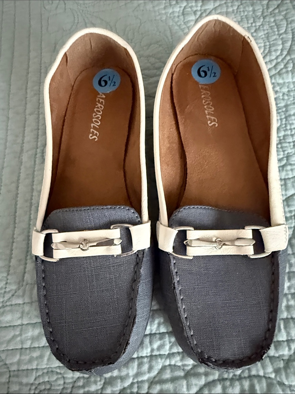 AEROSOLES Two-Tone Blue and White Women's Loafers